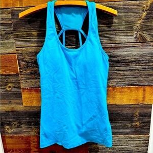 Kyodan racer back built in bra turquoise running yoga gym sports tankUSM cutout